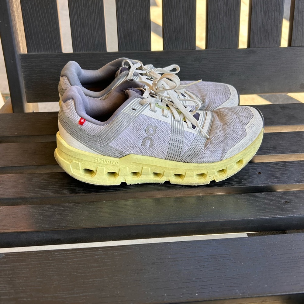 On Running Sneakers in Gray and Light Yellow